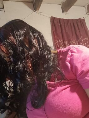Unbranded Black Wavy Hairpiece with Red Highlights